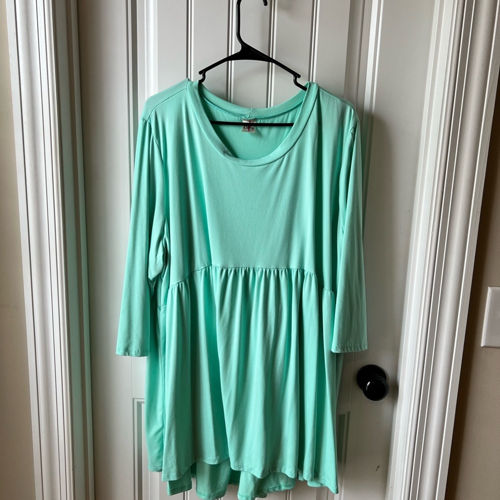 Curvy Mint Babydoll Top